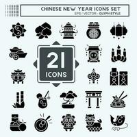 Icon Set Chinese New Year. related to Education symbol. glyph style. simple design editable vector