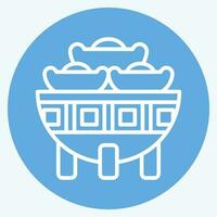 Icon Bowl. related to Chinese New Year symbol. blue eyes style. simple design editable vector