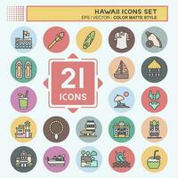 Icon Set Hawaii. related to Holiday symbol. color mate style. simple design editable. vector