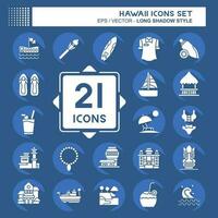 Icon Set Hawaii. related to Holiday symbol. long shadow style. simple design editable. vector