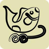 Icon Fishes. related to Chinese New Year symbol. hand drawn style. simple design editable vector