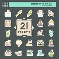 Sticker Set Hawaii. related to Holiday symbol. simple design editable. vector