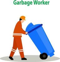 Garbage collector vector illustration, trash worker, cleaning service concept