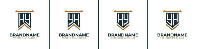 Letter HY and YH Pennant Flag Logo Set, Represent Victory. Suitable for any business with HY or YH initials. vector