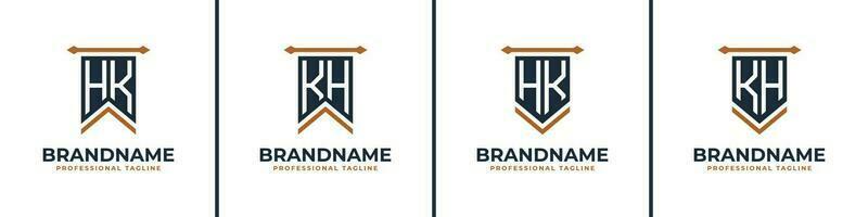 Letter HK and KH Pennant Flag Logo Set, Represent Victory. Suitable for any business with HK or KH initials. vector
