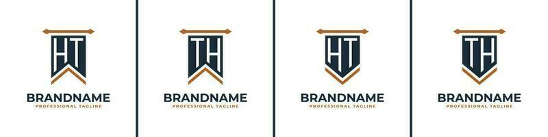 Letter HT and TH Pennant Flag Logo Set, Represent Victory. Suitable for any business with HT or TH initials. vector