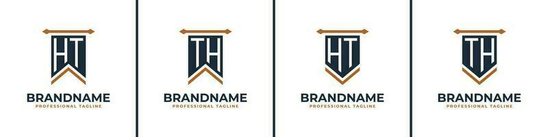 Letter HT and TH Pennant Flag Logo Set, Represent Victory. Suitable for any business with HT or TH initials. vector