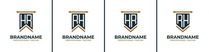 Letter HR and RH Pennant Flag Logo Set, Represent Victory. Suitable for any business with HR or RH initials. vector