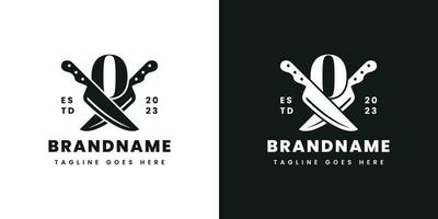 Number 0 Double Knife Logo, Suitable for any business related to knife with 0 initial. vector