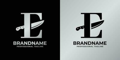 Letter E Knife Logo, Suitable for any business related to knife with E initial. vector