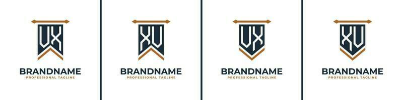 Letter VX and XV Pennant Flag Logo Set, Represent Victory. Suitable for any business with VX or XV initials. vector