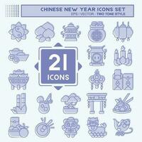 Icon Set Chinese New Year. related to Education symbol. two tone style. simple design editable vector