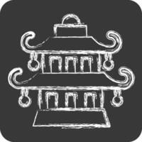 Icon Pagoda. related to Chinese New Year symbol. chalk Style. simple design editable vector