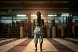 Karateka woman gym. Generate Ai photo