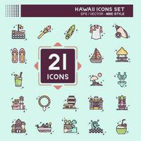 Icon Set Hawaii. related to Holiday symbol. MBE style. simple design editable. vector