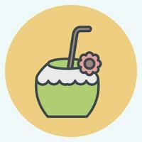 Icon Coconut. related to Hawaii symbol. color mate style. simple design editable. vector