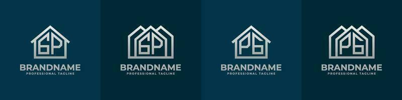 Letter GP and PG Home Logo Set. Suitable for any business related to house, real estate, construction, interior with GP or PG initials. vector