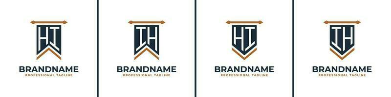 Letter HI and IH Pennant Flag Logo Set, Represent Victory. Suitable for any business with HI or IH initials. vector