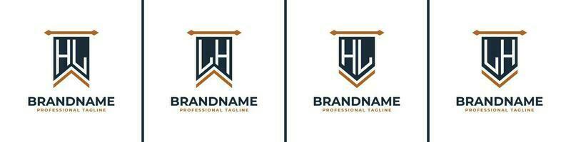 Letter HL and LH Pennant Flag Logo Set, Represent Victory. Suitable for any business with HL or LH initials. vector