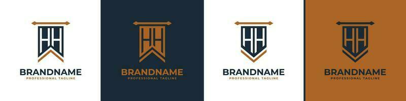 Letter HH Pennant Flag Logo Set, Represent Victory. Suitable for any business with H or HH initials. vector