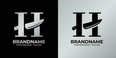 Letter H Knife Logo, Suitable for any business related to knife with H initial. vector