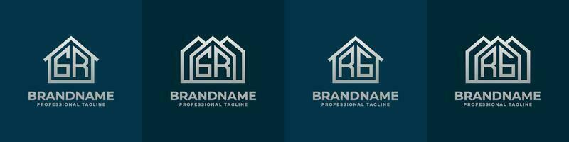 Letter GR and RG Home Logo Set. Suitable for any business related to house, real estate, construction, interior with GR or RG initials. vector