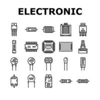 electronic component circuit chip icons set vector