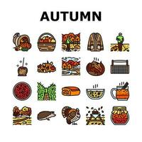 autumn season fall leaf nature icons set vector