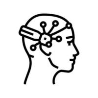 brain interface device future technology line icon vector illustration