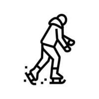 ice skating winter season line icon vector illustration