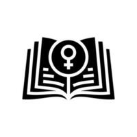 feminista literatura feminismo mujer glifo icono vector ilustración