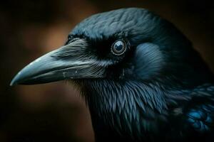 Raven closeup. Generate Ai photo