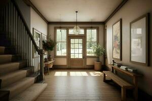 Wood entrance farmhouse. Generate Ai photo