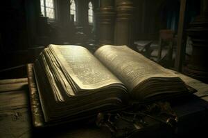 Biblia libro antiguo. generar ai foto