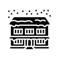 snow covered house winter season glyph icon vector illustration