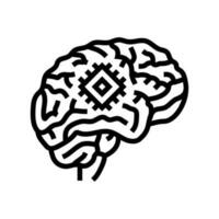 artificial brain implant future technology line icon vector illustration