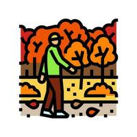 bosque caminar otoño temporada color icono vector ilustración