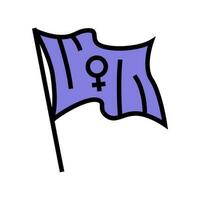 feminista bandera feminismo mujer color icono vector ilustración