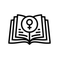 feminista literatura feminismo mujer línea icono vector ilustración