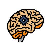 artificial brain implant future technology color icon vector illustration