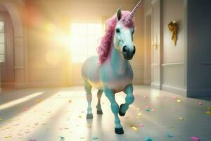 Happy unicorn. Generate Ai photo