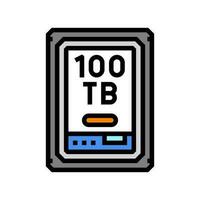 100 terabyte hard drive future technology color icon vector illustration