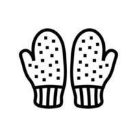 mittens knitting wool line icon vector illustration