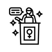 feminist activist feminism woman line icon vector illustration