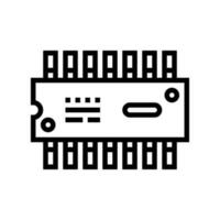 ic chip electronic component line icon vector illustration
