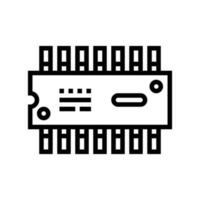 ic chip electronic component line icon vector illustration