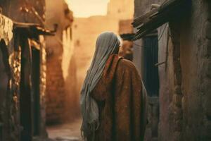 Old arab village arab old woman. Generate Ai photo