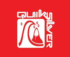 Quiksilver Symbol Brand With Name White Logo Clothes Design Icon Abstract Vector Illustration With Red Background