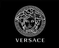 Versace marca logo blanco símbolo ropa diseño icono resumen vector ilustración con negro antecedentes