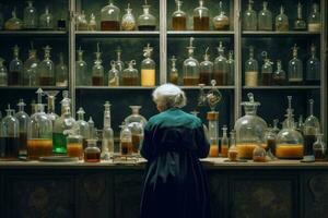 Old woman chemist. Generate Ai photo